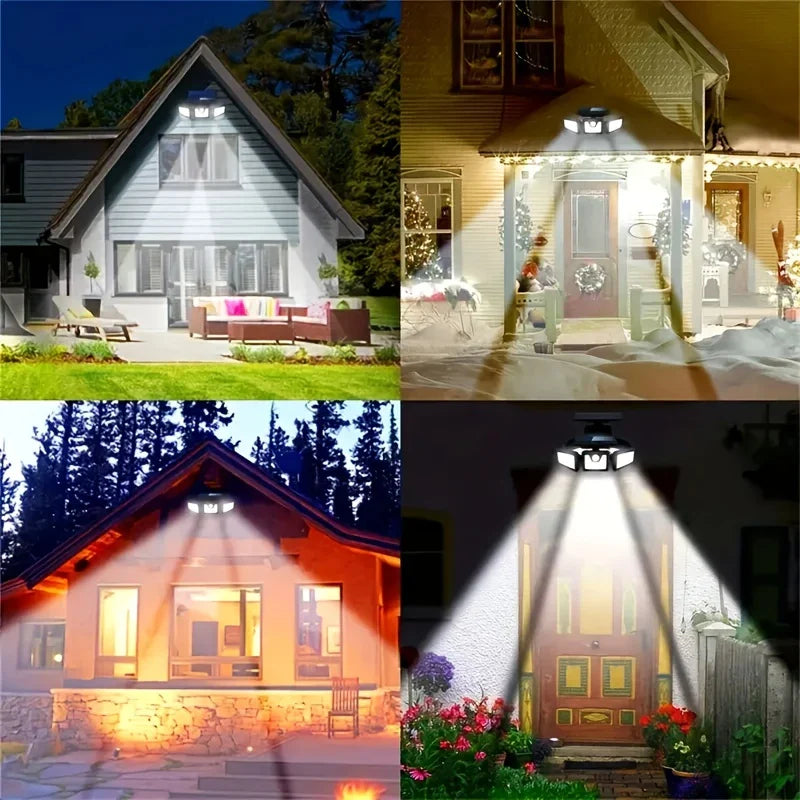 LED Solar Floodlight with Motion Sensor – 3-Spot Outdoor Lighting for Garden, Yard, and Garage