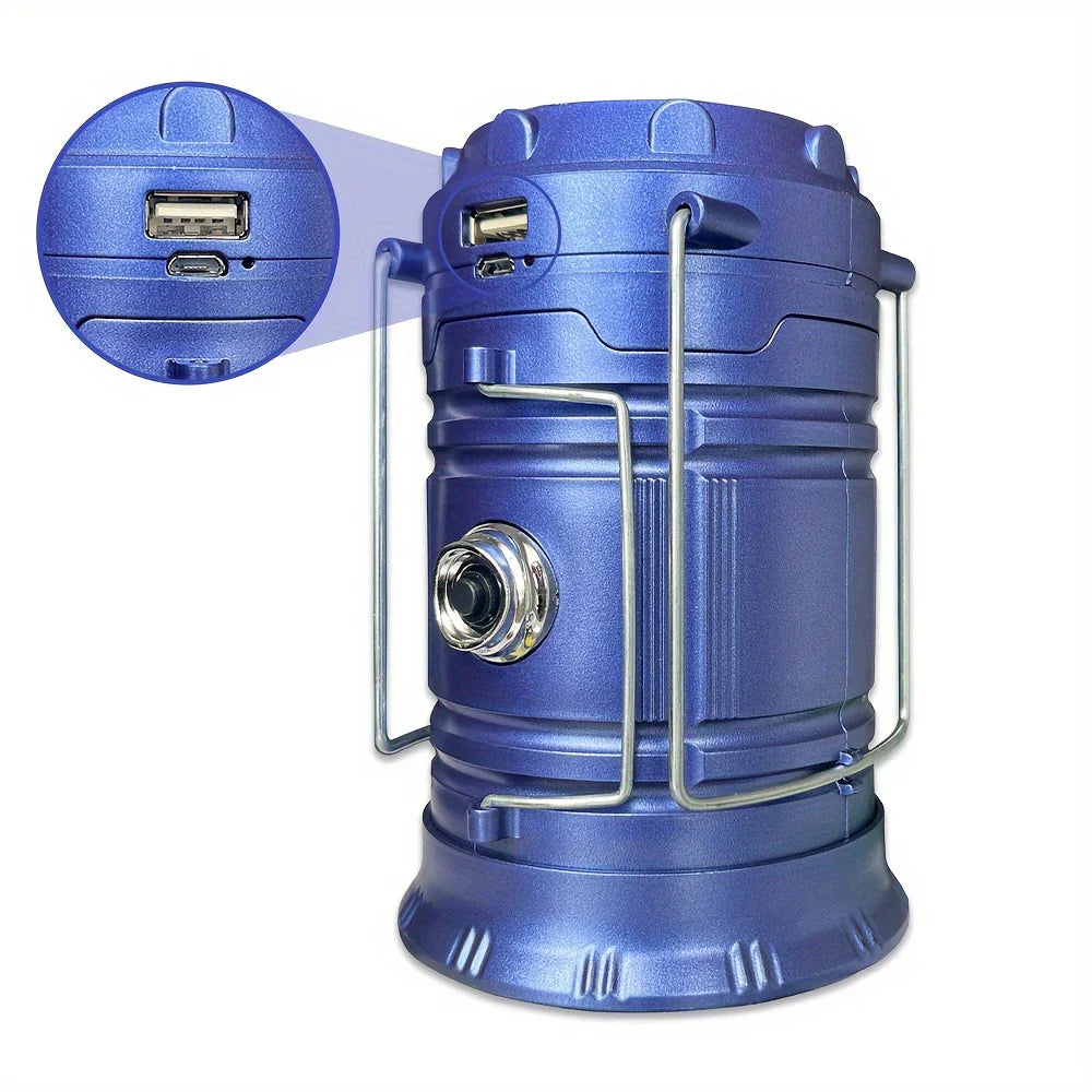 Solar-Powered Camping Lantern with USB Charging – Portable LED Light for Outdoor Adventures and Emergencies