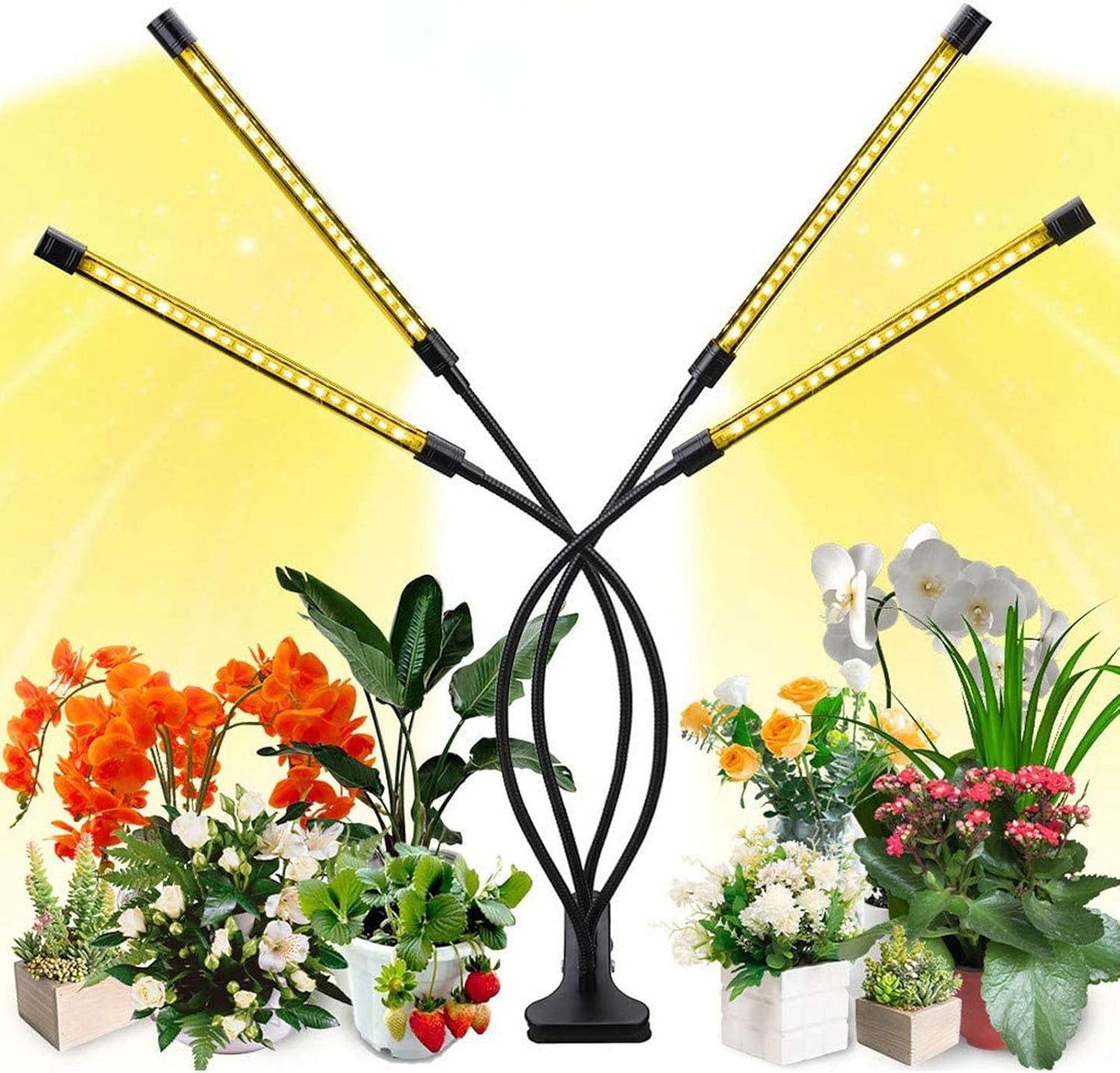 Indoor Plant Grow Light with 4 Adjustable Arms - Dimmable LED for Optimal Plant Growth