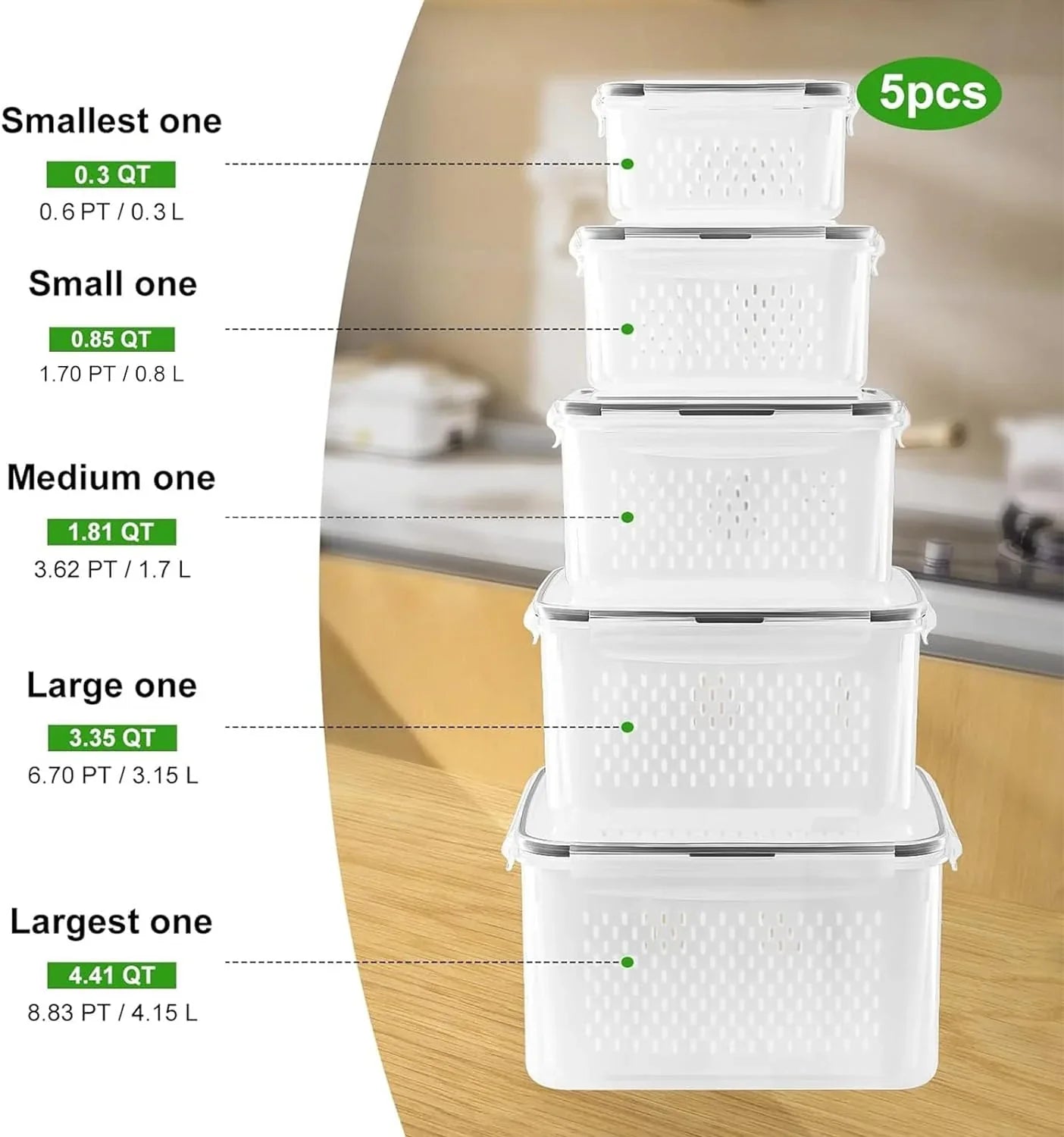 5-Piece Food Storage Set with Lids – Large, Practical, and Freshness Preserving