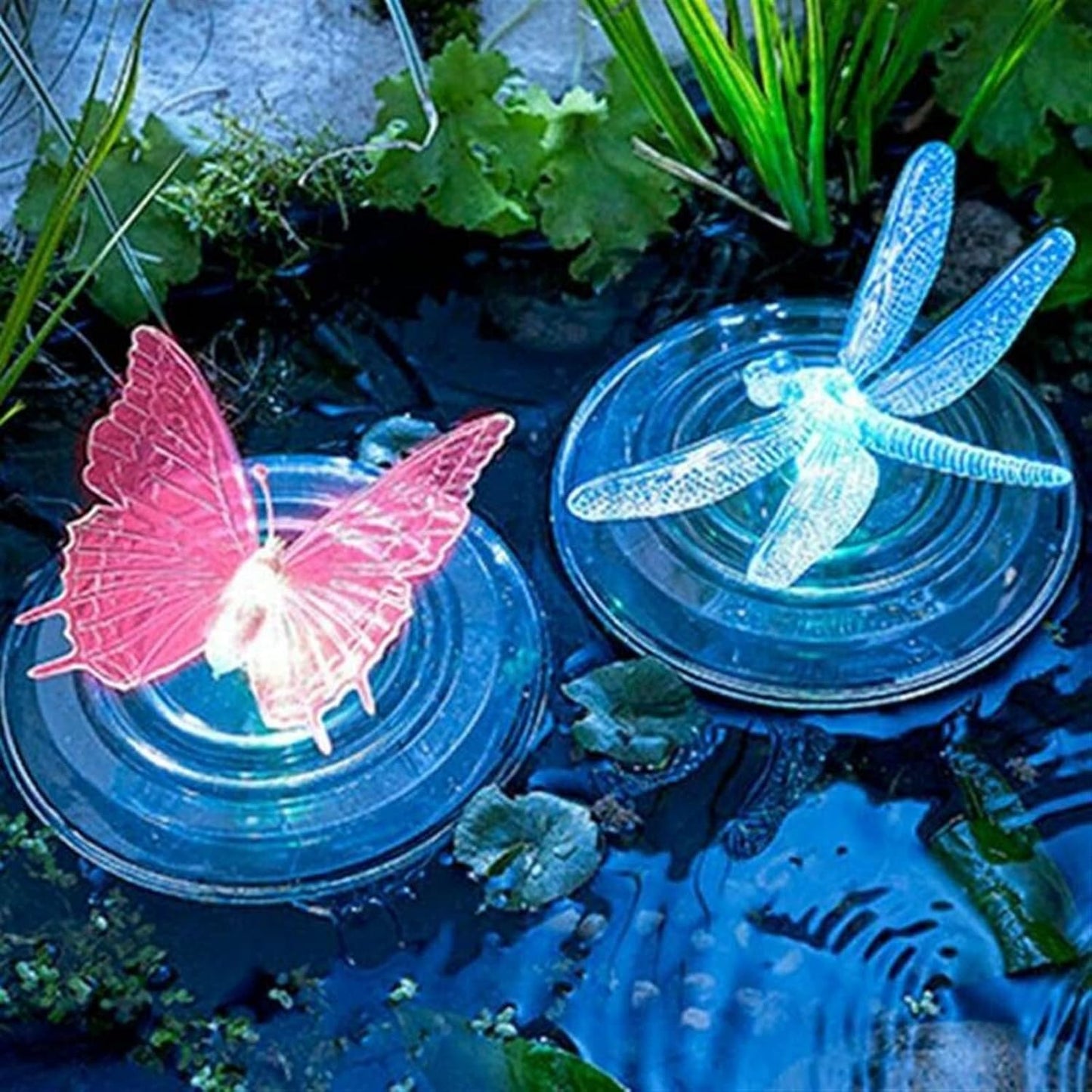 Solar Garden Lights with Butterfly and Dragonfly – Color-Changing LED Pond Ornaments