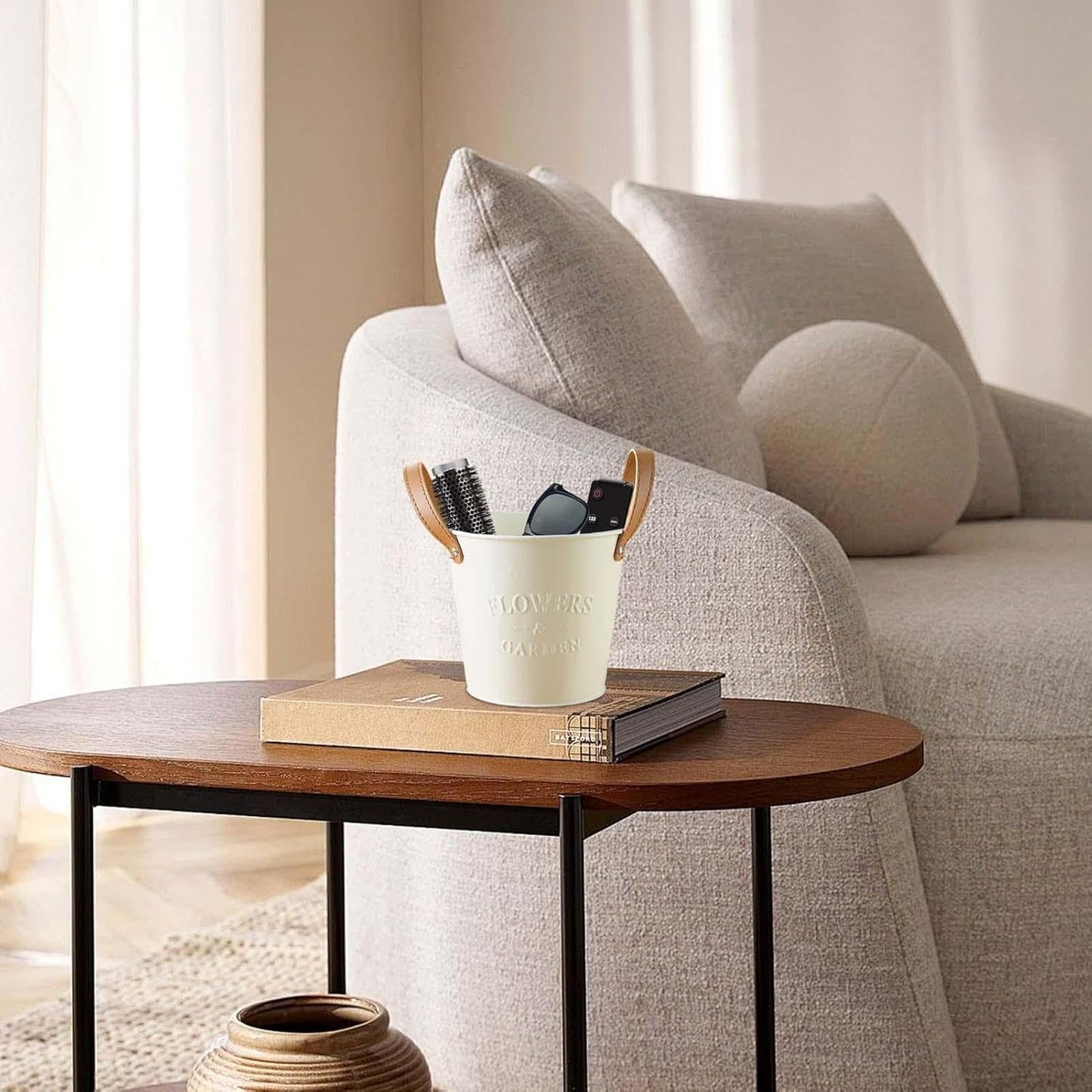 Stylish Plant Pots with Leather Handles – Decorative Flower Pots for Home and Garden Decor