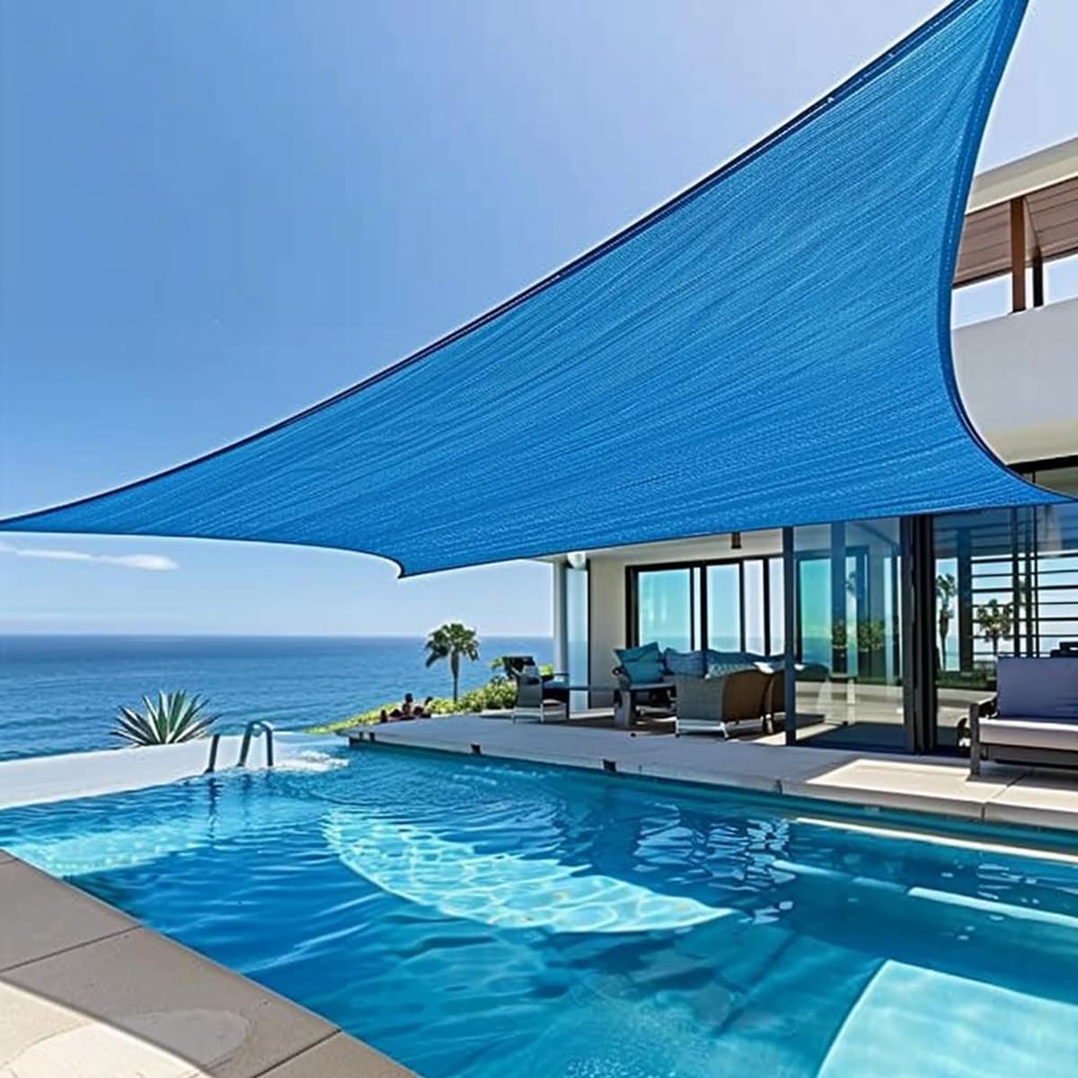 UV-Resistant Rectangular Sun Shade Sail - Outdoor Shade with Durable Rope for Protection