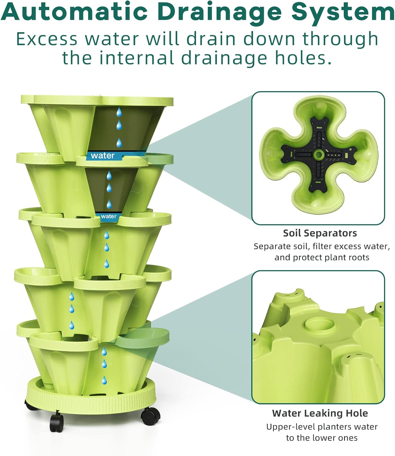 6-Tier Vertical Plant Tower - Space-Saving 3D Flower Display System for Garden