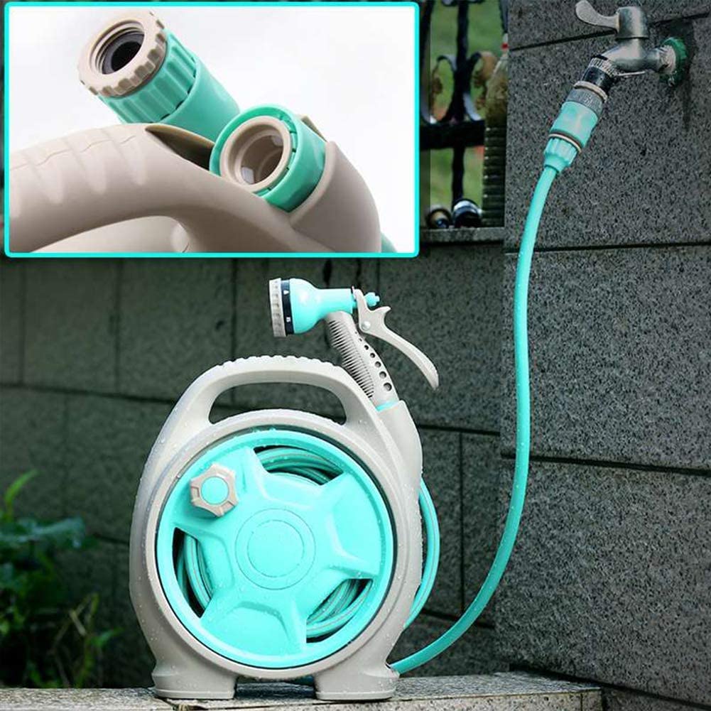 Compact Garden Hose Reel with Spray Nozzle – Convenient Watering Solution for Outdoors
