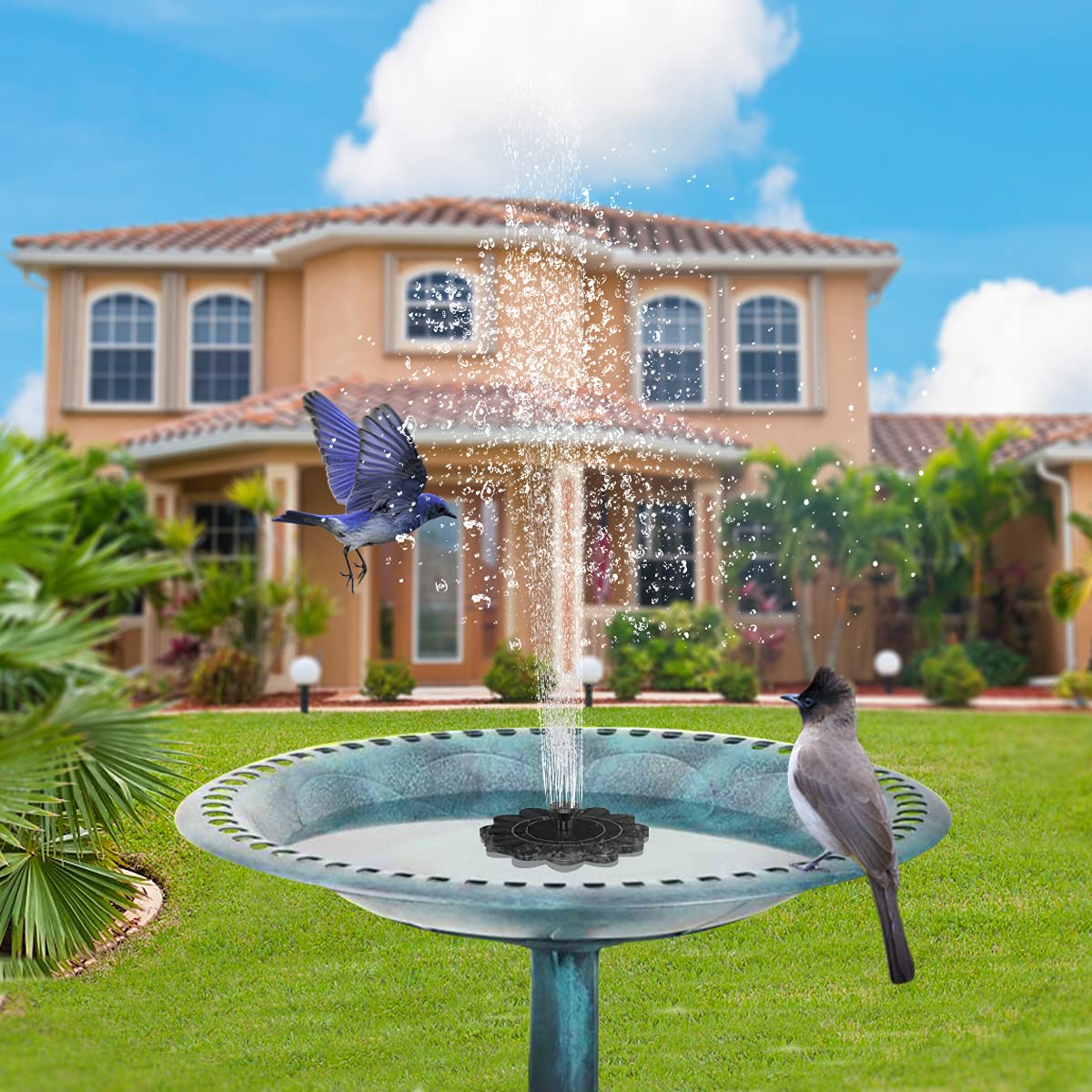 Solar-Powered Garden Fountain – Flower-Shaped Water Feature for Ponds and Pools