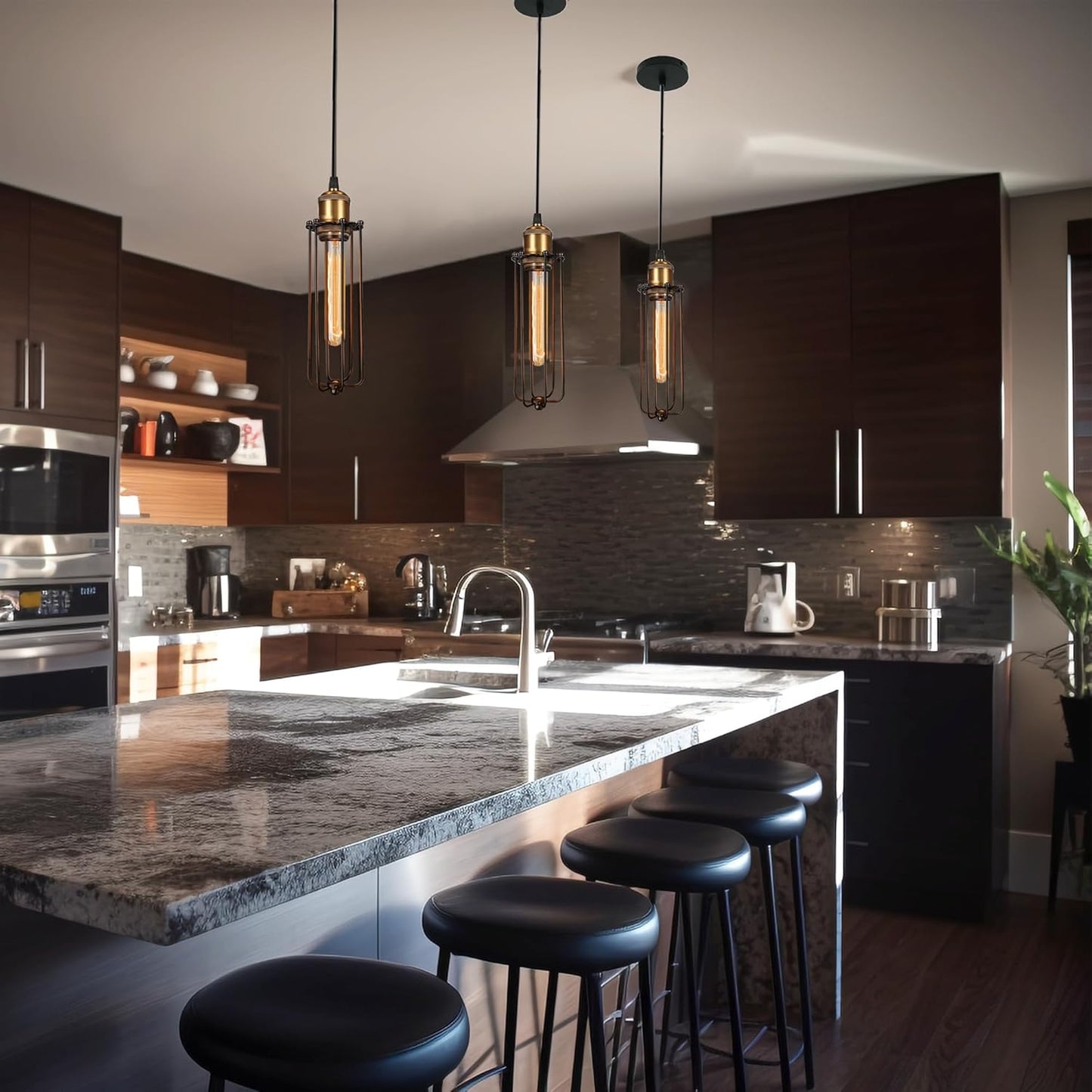 Vintage Industrial Pendant Light – Retro Hanging Lamp with Metal Cage Design