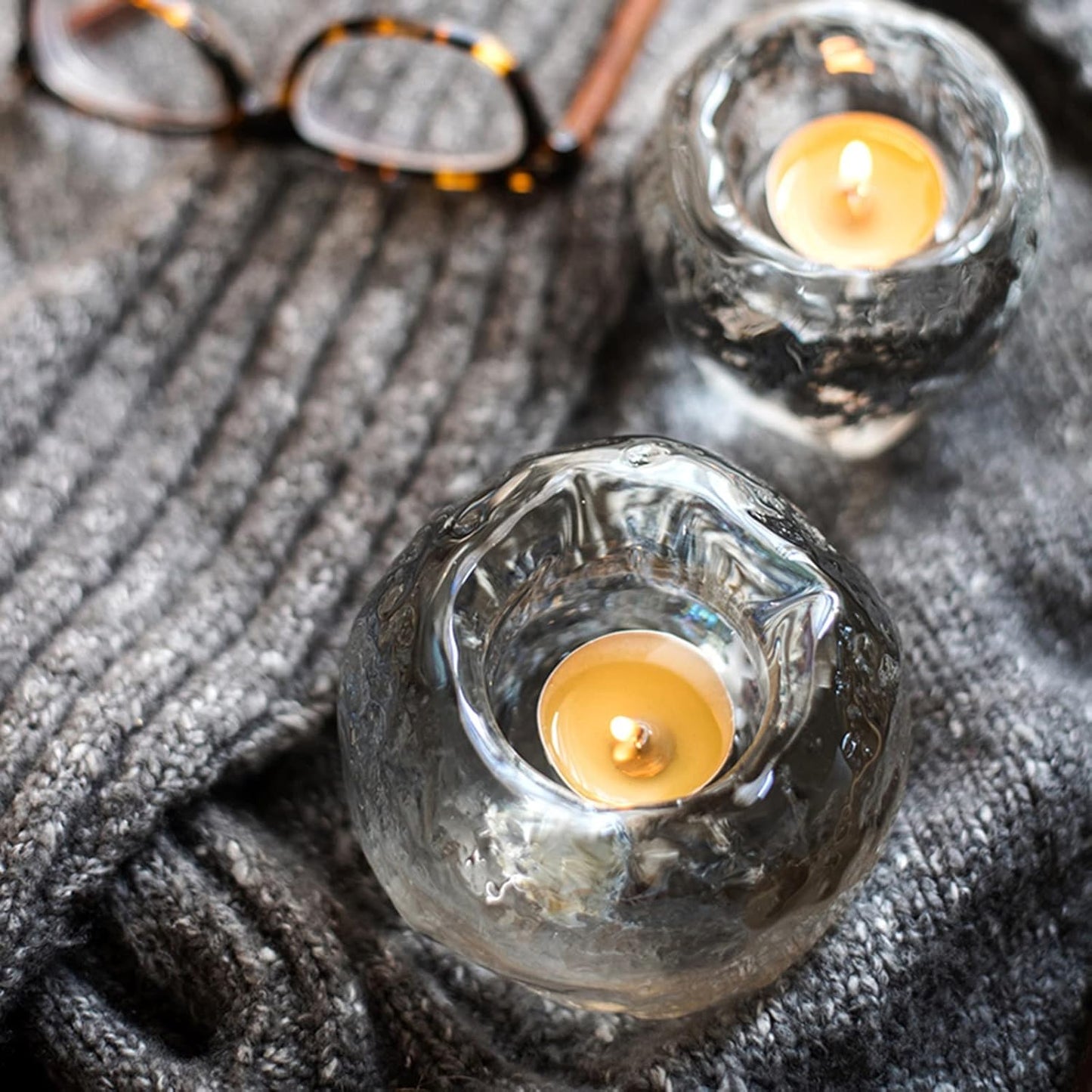 Clear Glass Tealight Holder – Elegant Candle Holder for Soft and Cosy Lighting