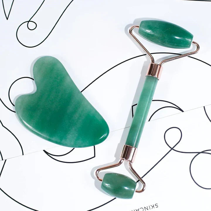 Radiant Skin Gua Sha & Jade Roller Set | For Glowing Skin and Relaxation