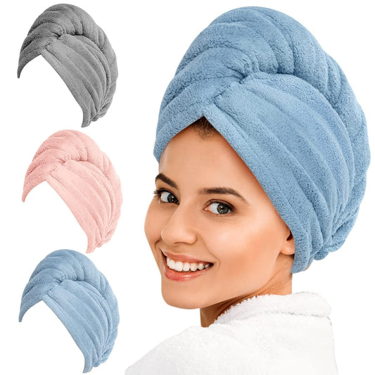 Microfiber Hair Wrap Set | 3-Pack For Fast Drying