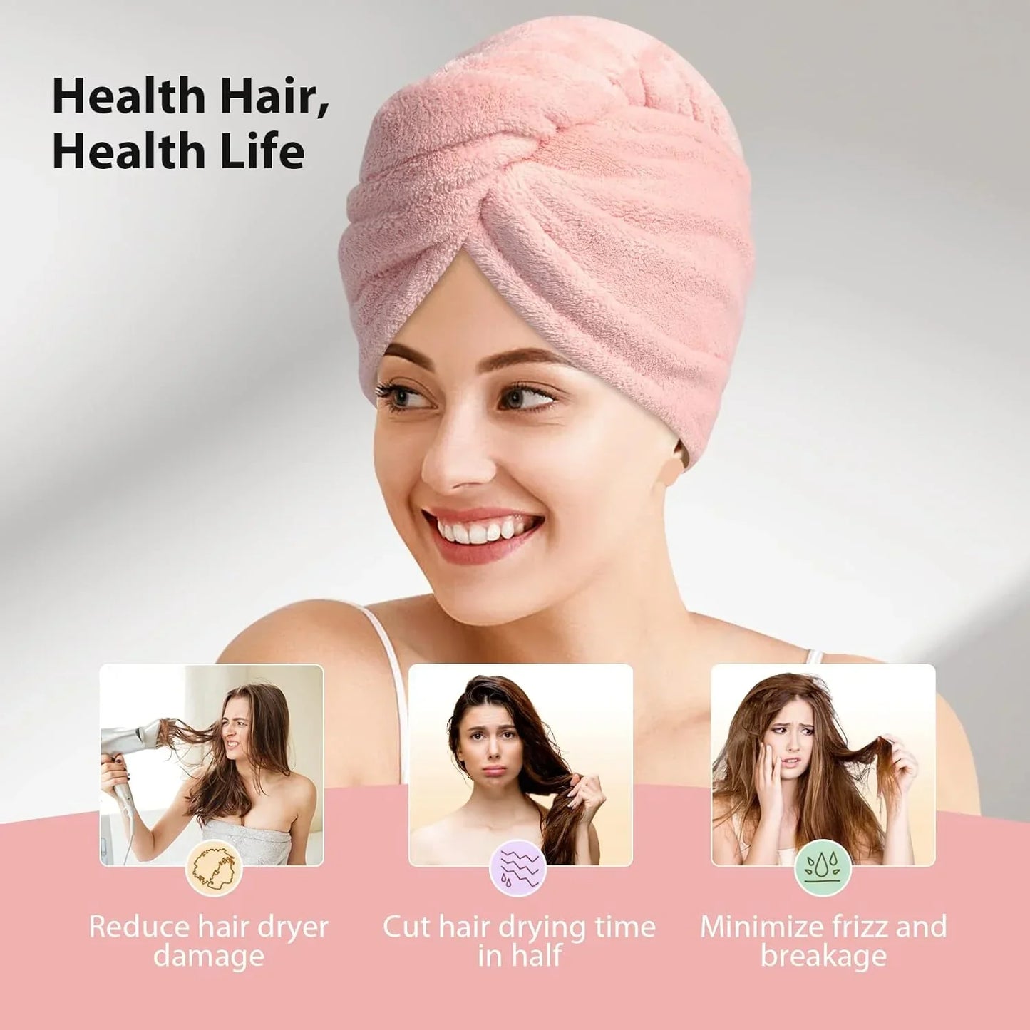 Microfiber Hair Wrap Set | 3-Pack For Fast Drying