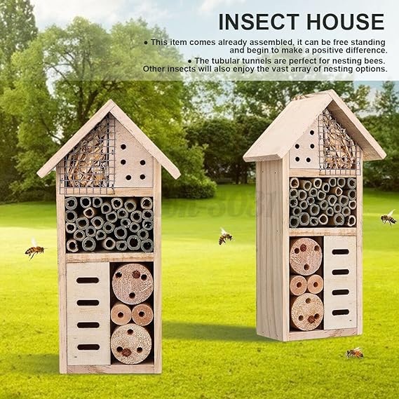 Wooden Insect Habitat - Bee and Bug-Friendly Shelter for Garden and Patio