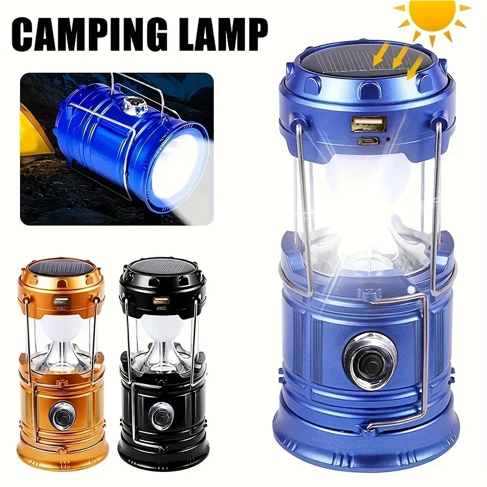 Solar-Powered Camping Lantern with USB Charging – Portable LED Light for Outdoor Adventures and Emergencies