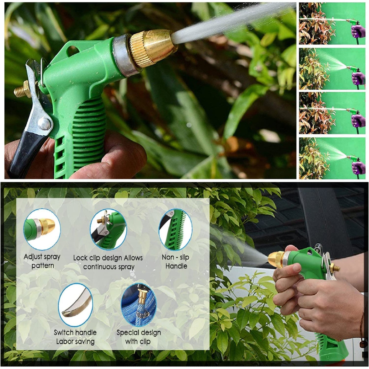 Adjustable High-Pressure Garden Hose Nozzle - Durable Copper Head for Strong Water Flow