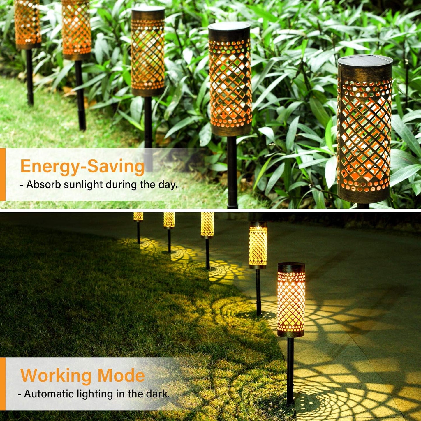 Waterproof Solar Led Garden Light with Projection Pattern - Robust Outdoor Lighting Made of Metal