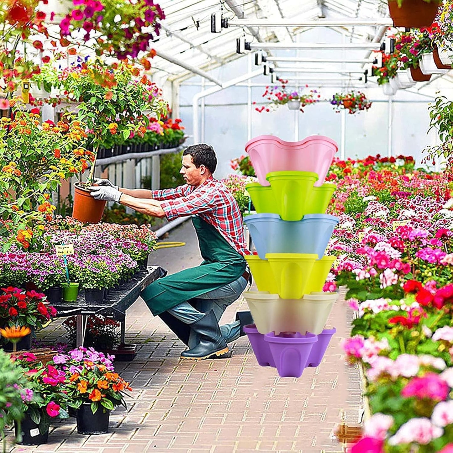 Vertical Stackable Plant Tower - Multi-Tier Garden Planters for Herbs and Vegetables