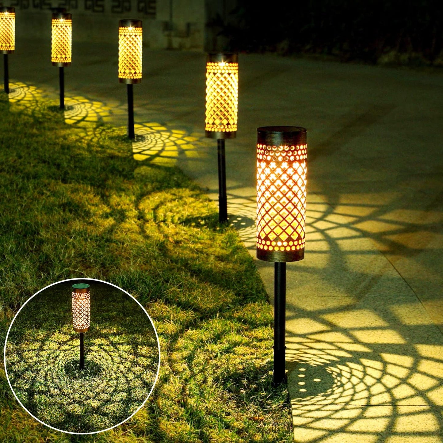 Waterproof Solar Led Garden Light with Projection Pattern - Robust Outdoor Lighting Made of Metal