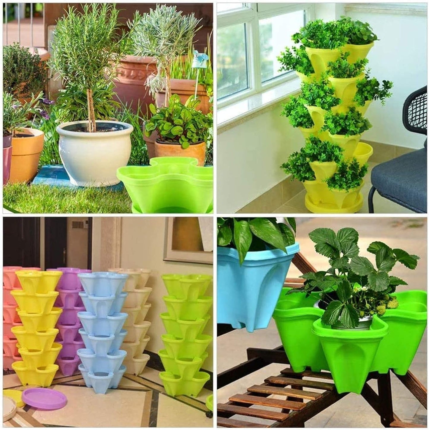 6-Tier Vertical Plant Tower - Space-Saving 3D Flower Display System for Garden