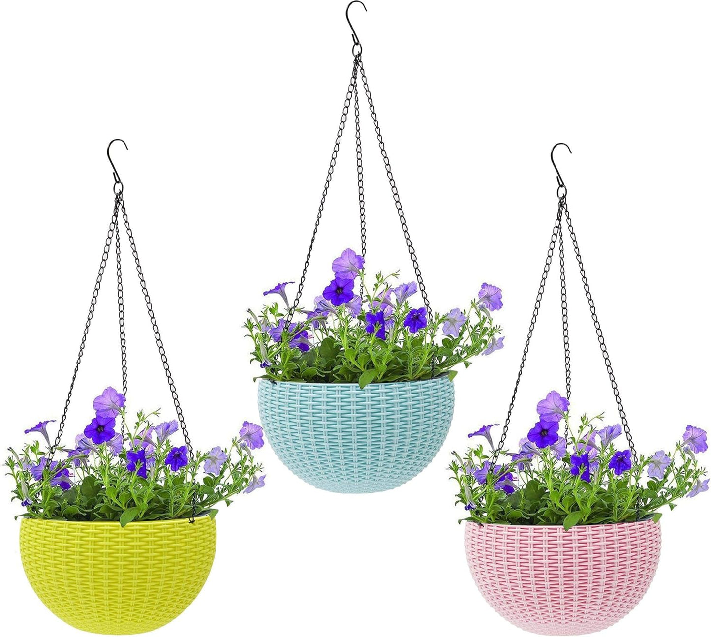 Woven Hanging Plant Basket with Chain - Perfect for Balcony and Garden Display