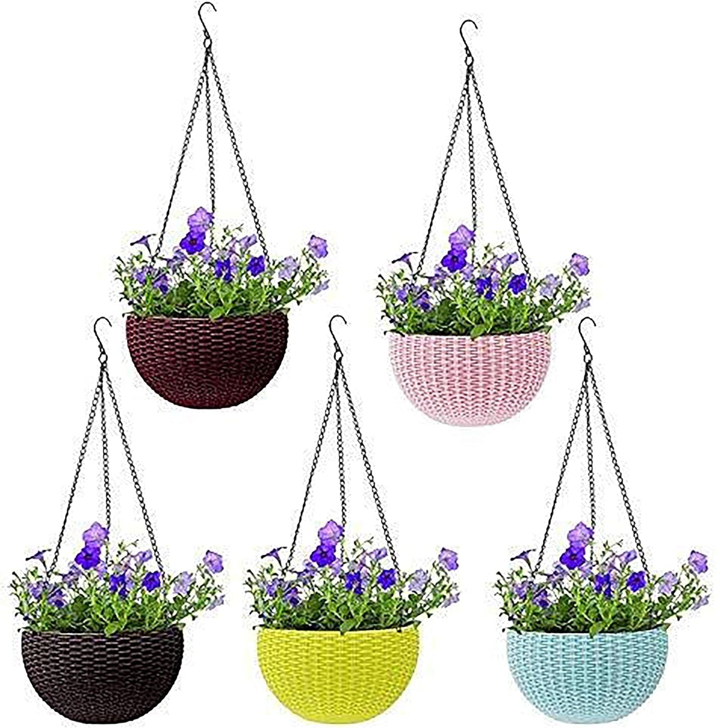 Woven Hanging Plant Basket with Chain - Perfect for Balcony and Garden Display