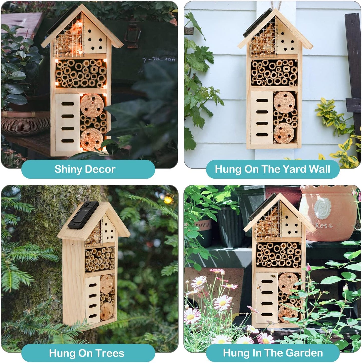 Wooden Insect Habitat - Bee and Bug-Friendly Shelter for Garden and Patio
