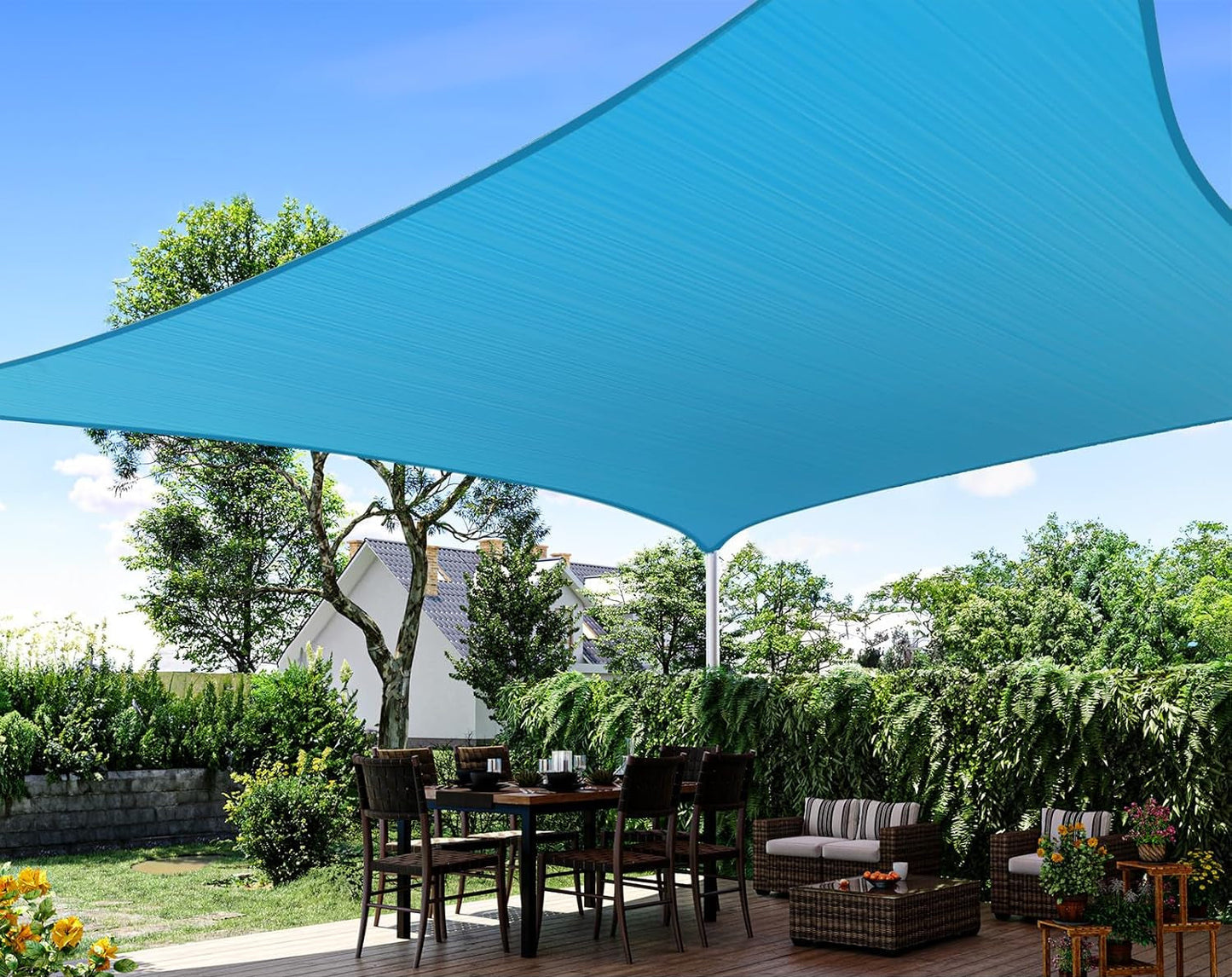 UV-Resistant Rectangular Sun Shade Sail - Outdoor Shade with Durable Rope for Protection