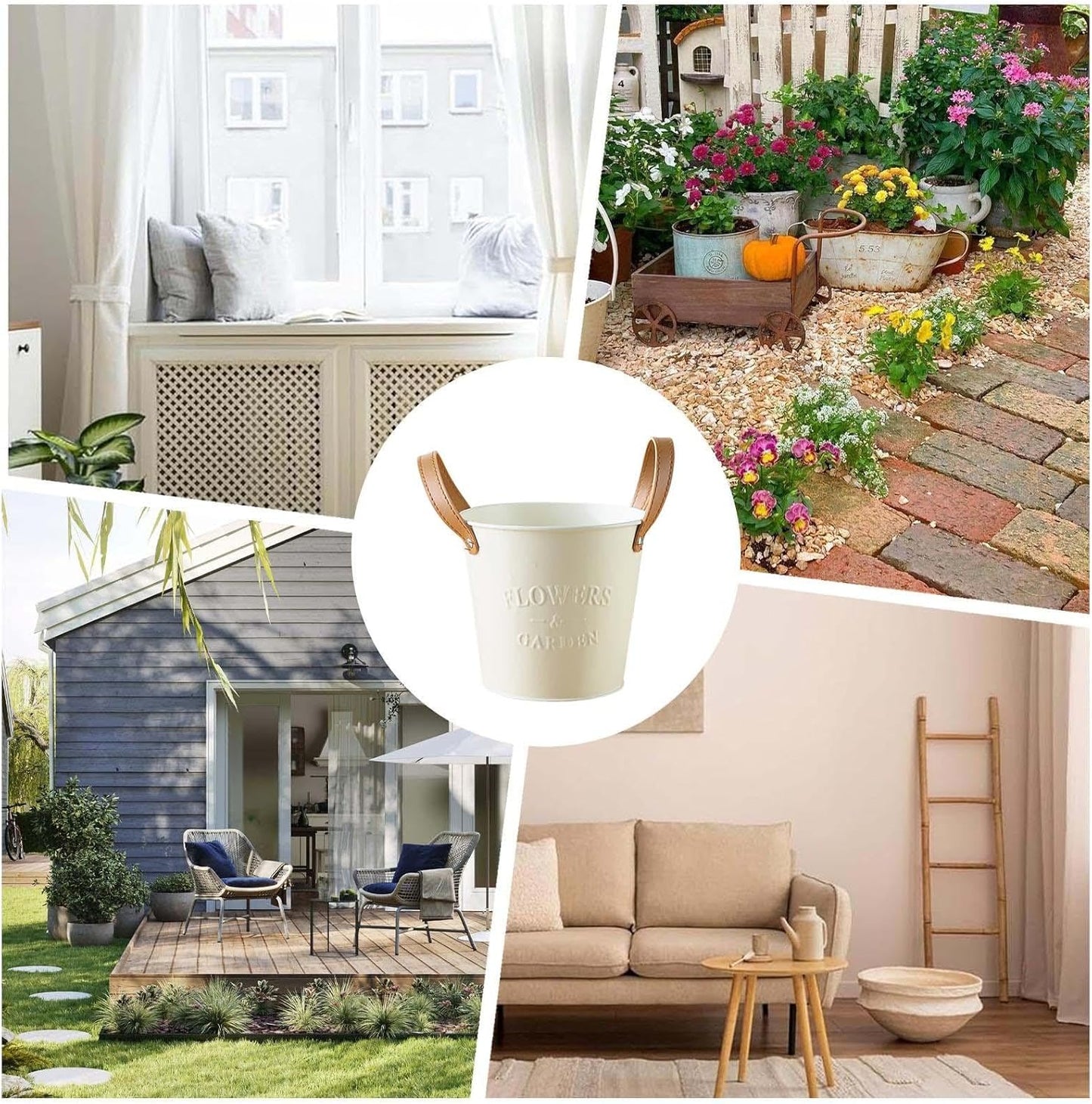 Stylish Plant Pots with Leather Handles – Decorative Flower Pots for Home and Garden Decor