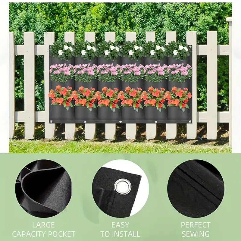 Wall-Mounted Felt Garden Planter – 3D Non-Woven Vertical Hanging Plant Bag