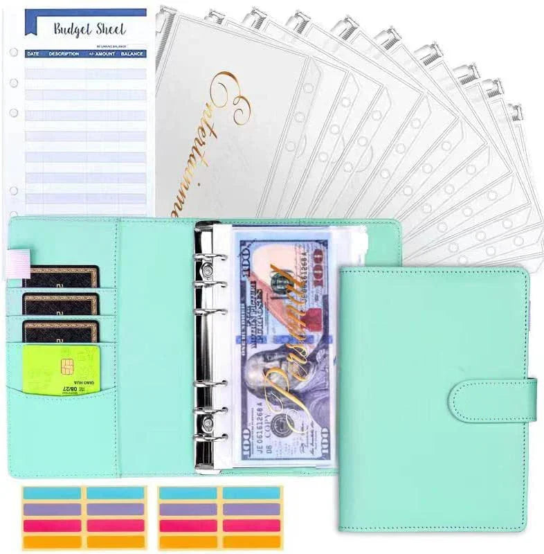 Budget Organizer Folder with Cash Envelope System and Credit Card Slots