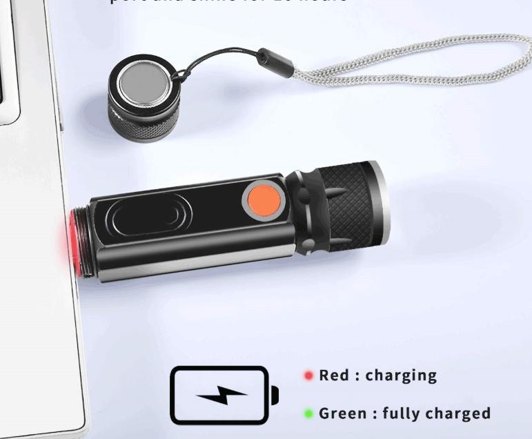 USB Rechargeable LED Flashlight – Magnetic Emergency Light with Strap for Easy Carrying