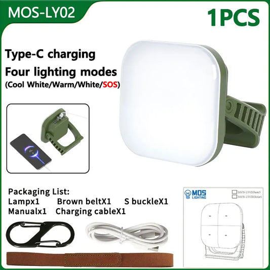 80W LED Solar-Powered Rechargeable Camping Lamp With Magnet And Zoom Feature