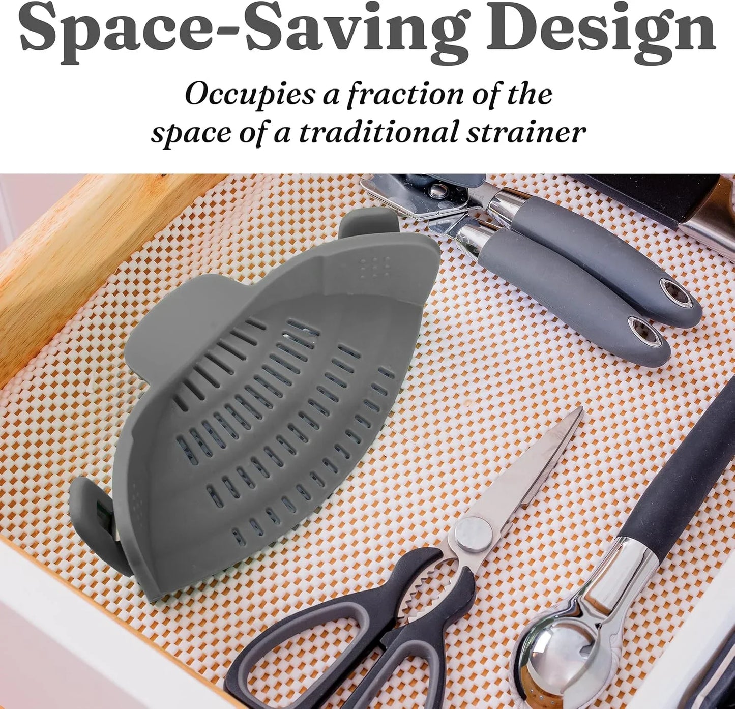 Heat-Resistant Silicone Strainer with Clip for Easy Food Draining