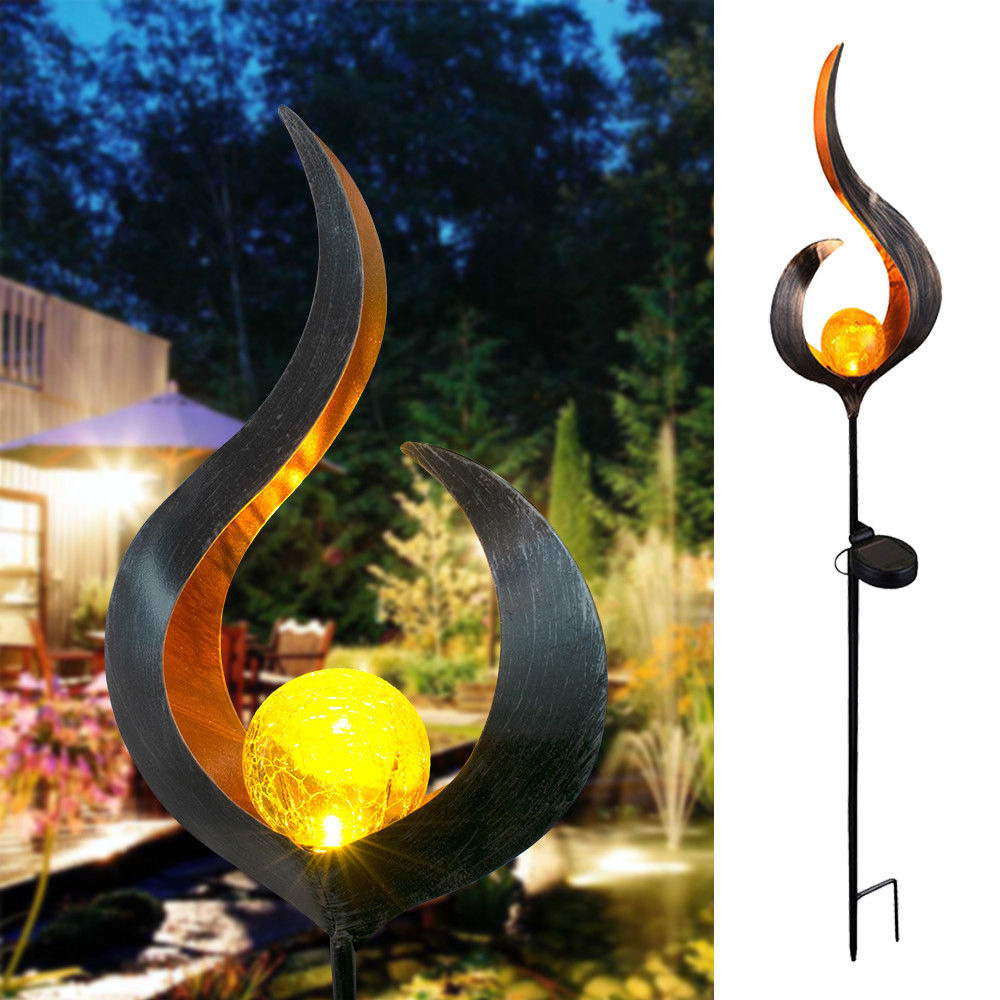 Waterproof Metal Solar Garden Light – LED Outdoor Lighting in Moon, Flame, Sun, or Star Shapes