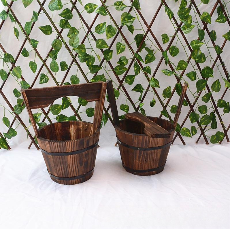 Wooden Barrel Planter - Decorative Flower Pot for Garden and Patio