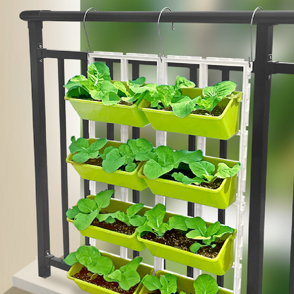 8-Pocket Vertical Plant Organizer - Wall-Mounted Shelf for Balcony and Garden
