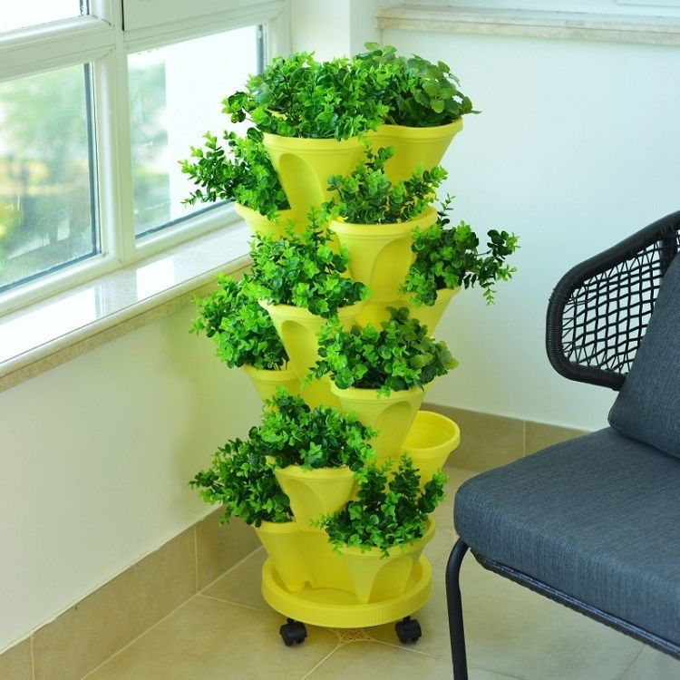6-Tier Vertical Plant Tower - Space-Saving 3D Flower Display System for Garden