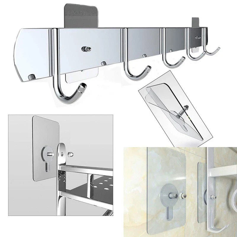 Strong Adhesive Wall Hooks – Reusable Transparent Hook Set