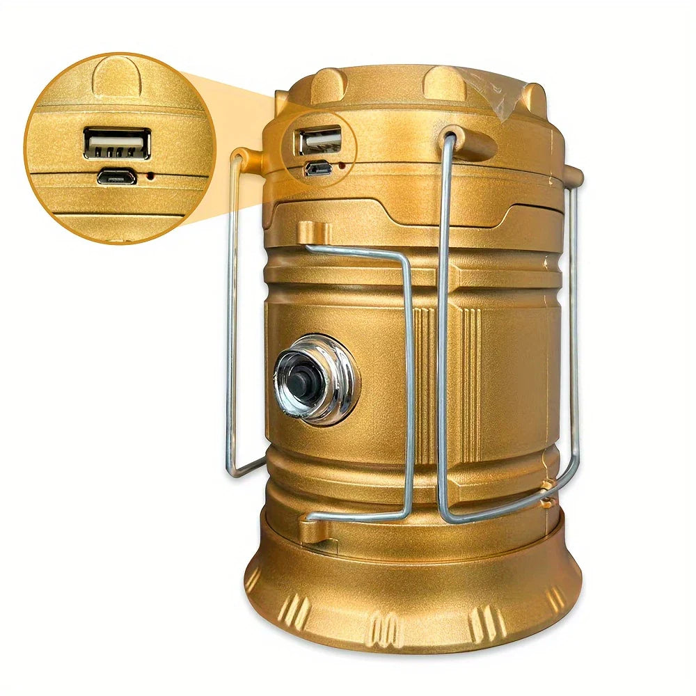 Solar-Powered Camping Lantern with USB Charging – Portable LED Light for Outdoor Adventures and Emergencies