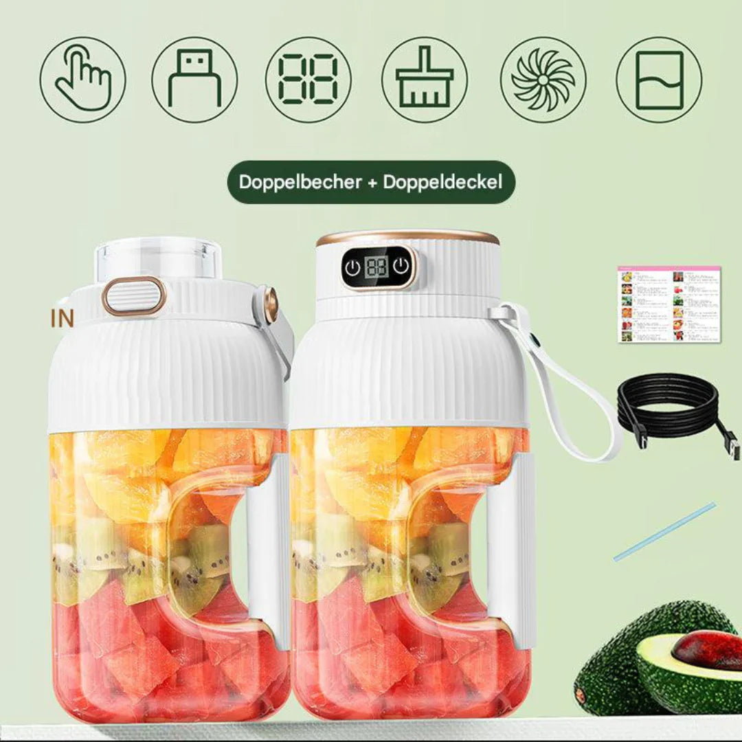 Portable USB Blender with Dual Lids – Smoothies and Storage
