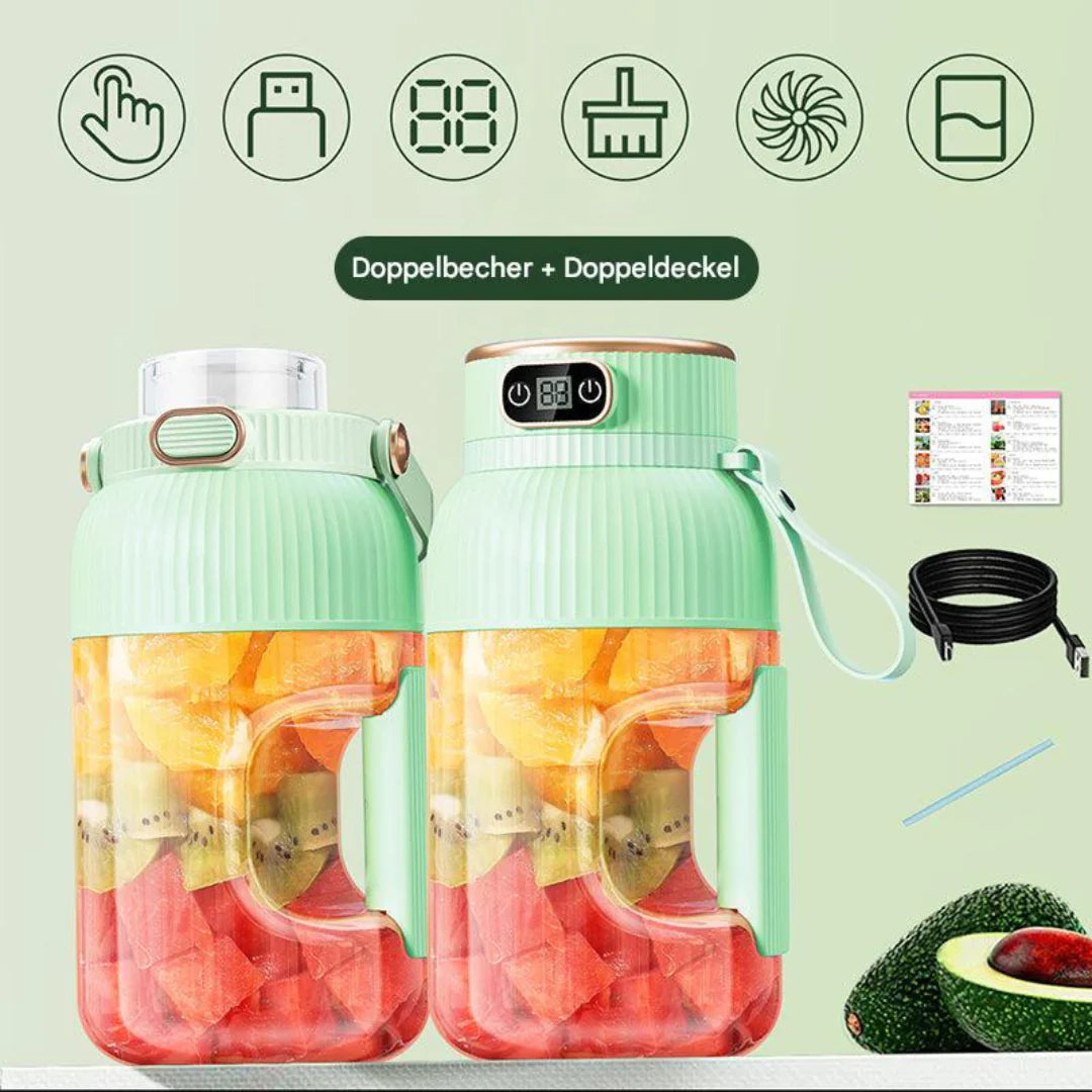 Portable USB Blender with Dual Lids – Smoothies and Storage