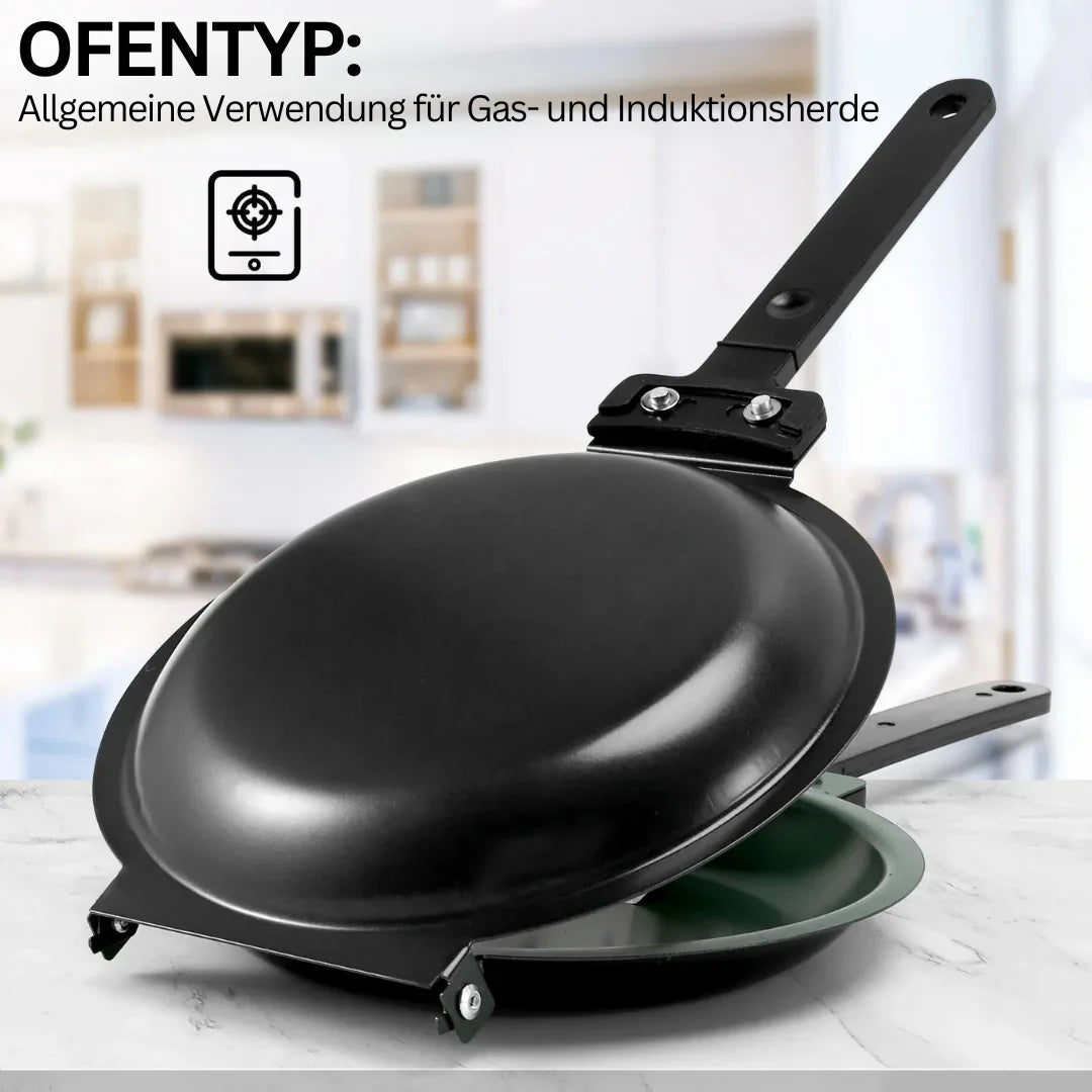 Double-Sided Non-Stick Pan with Folding Handle