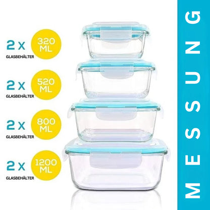 Airtight Glass Food Storage Containers Set – Lidded Meal Prep Jars for Kitchen Organization