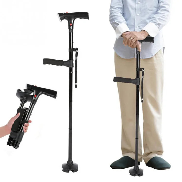 Folding LED Walking Cane | Stability & Support Anywhere