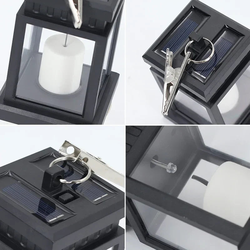 LED Solar Lantern with Candle Effect - Hanging Outdoor Lamp for Garden and Terrace Decoration