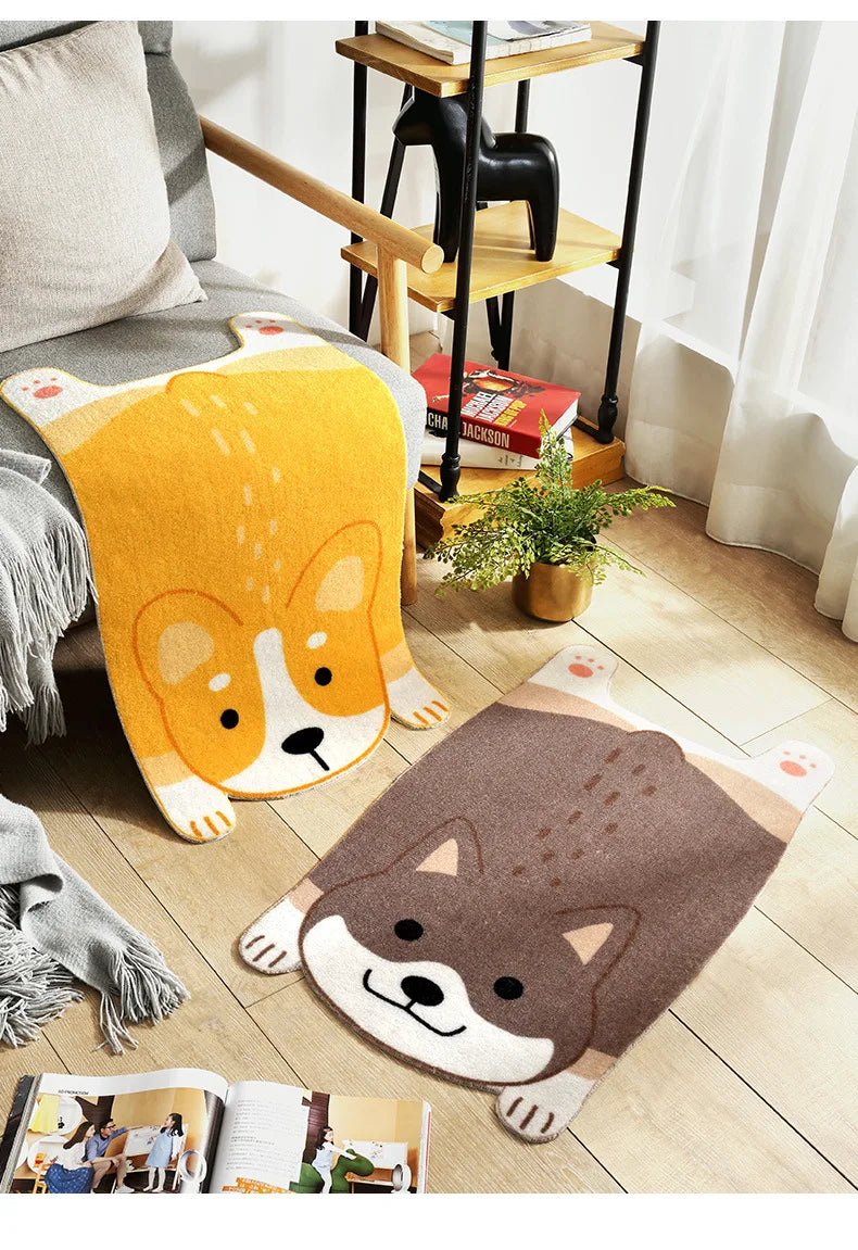 Adorable Animal Non-Slip Rug - Cute Pet Design for Kitchen, Bathroom, and Hallway