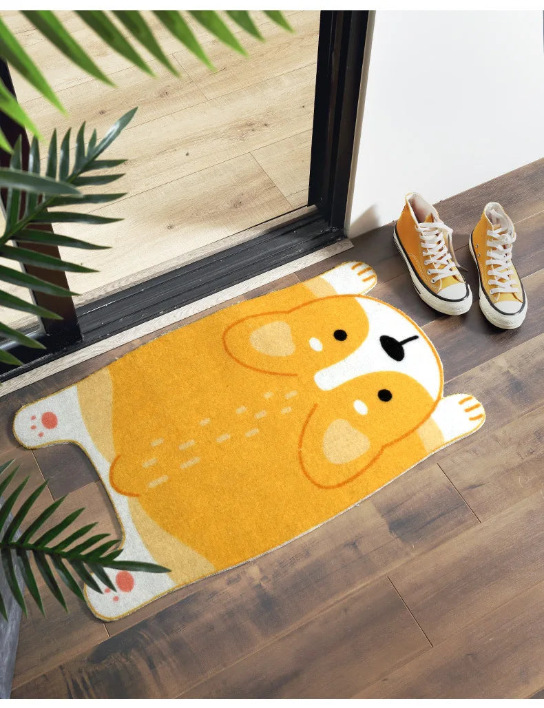 Adorable Animal Non-Slip Rug - Cute Pet Design for Kitchen, Bathroom, and Hallway
