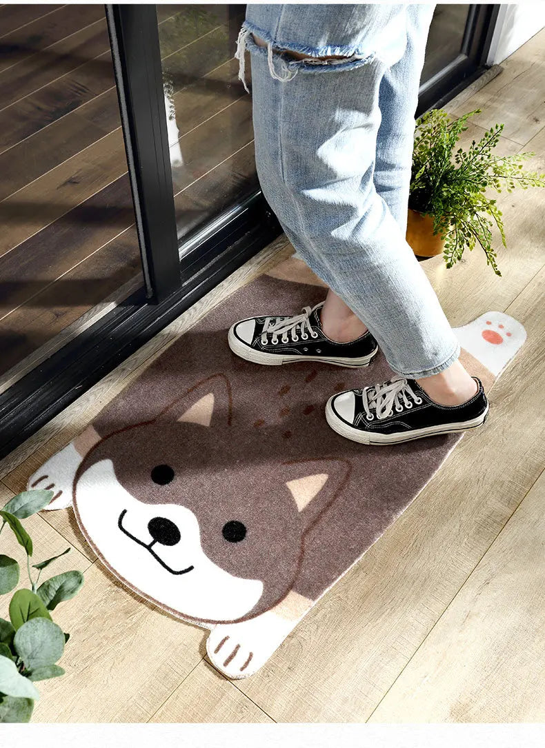 Adorable Animal Non-Slip Rug - Cute Pet Design for Kitchen, Bathroom, and Hallway