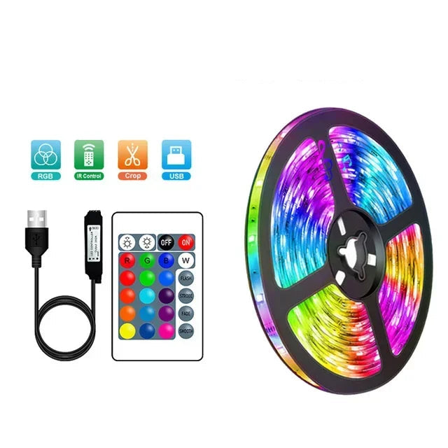 RGB LED Strip with USB – Color-Changing Ambience Light for TV