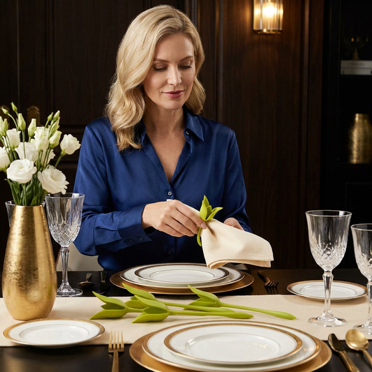 Flower napkin ring set – luxury table decoration in floral design (set of 6)