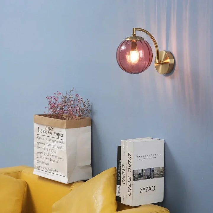 Elegant Glass Wall Light With Modern Brass Design For Home Decor